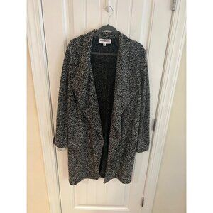 Steve Madden Womens Open‎ Front Knit Cardigan Coat Black/White Size Medium